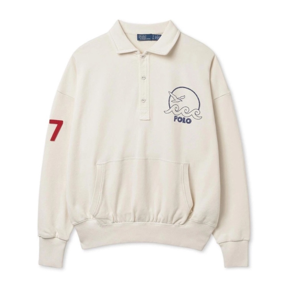 Polo Ralph Lauren Logo Embroidered Polo Sweatshirt White S NWT
